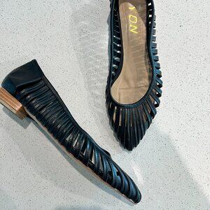 YDN Black Lattice-Cut Pointed-Toe Flats – Size 13W – (Orig. $89)
